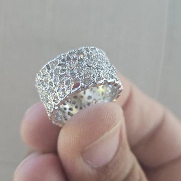 Fashion Ring Band Silver Tone Wide Finger Band Fashion Jewelry Size 6.5 New - Picture 2 of 11